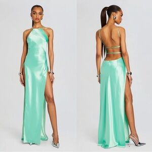 Retrofete Nyssa Double Slit Maxi Dress in Pistachio